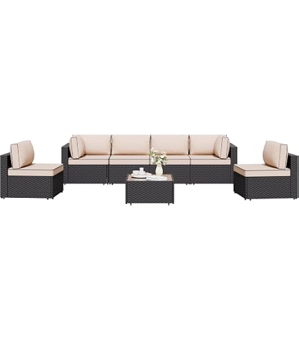 Shin shin様LINEN & DECOR×avec deuxclefs Amazon.com: Shintenchi 7 Pieces Outdoor Patio Sectional Sofa Couch